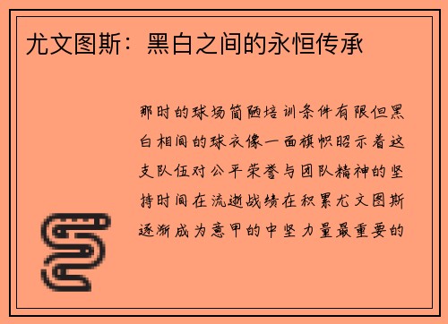 尤文图斯：黑白之间的永恒传承